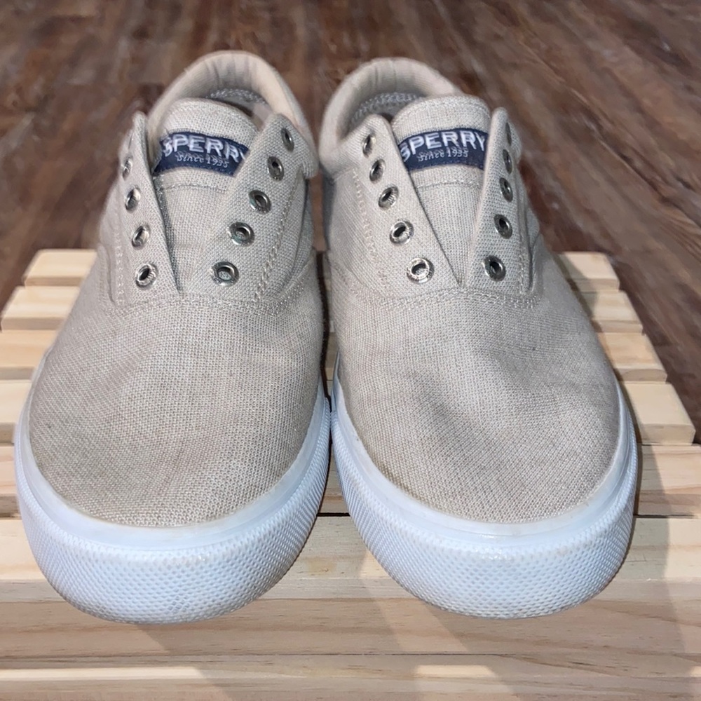 Sperry Top-Sider Canvas Sneaker - Light Tan/White - Size 12